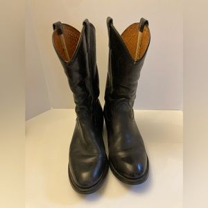 Vintage Black Leather Roper Cowboy Boots Men’s Size 8.5 Made in USA